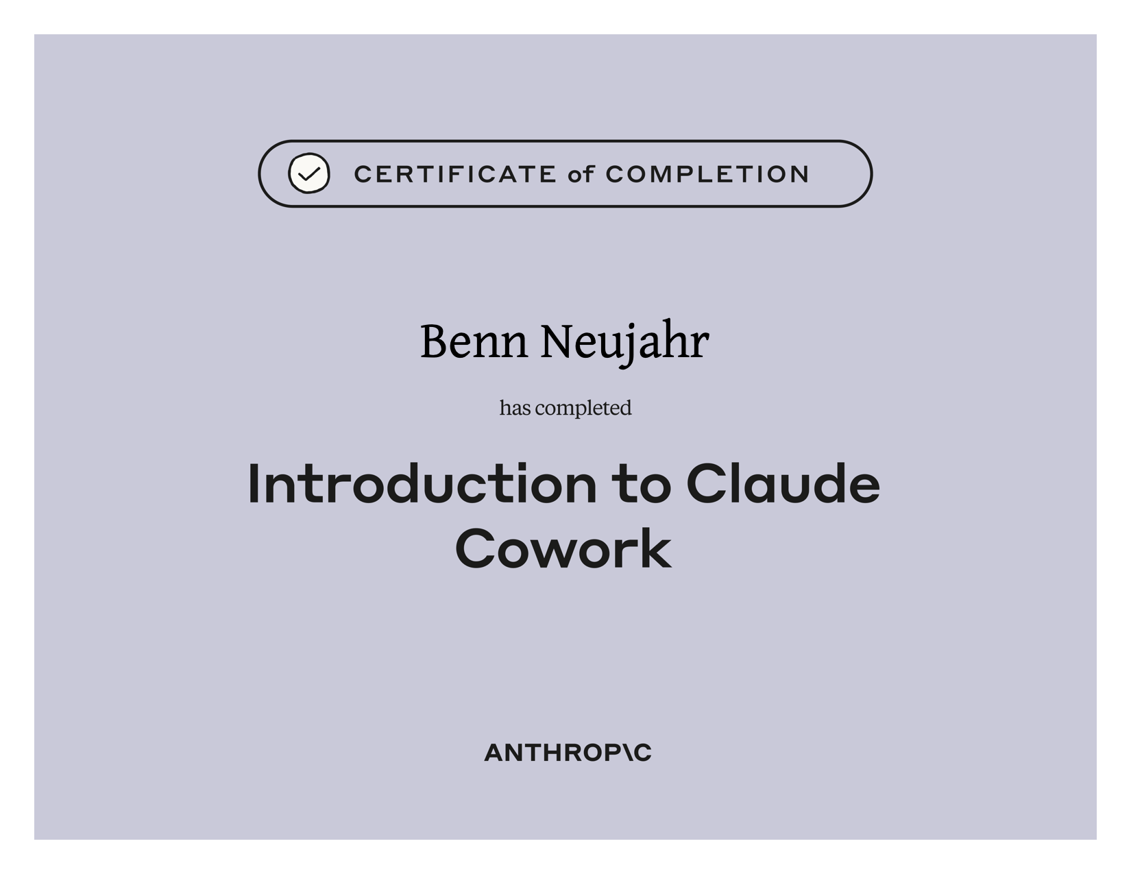 Zertifikat: Introduction to Cowork – Anthropic